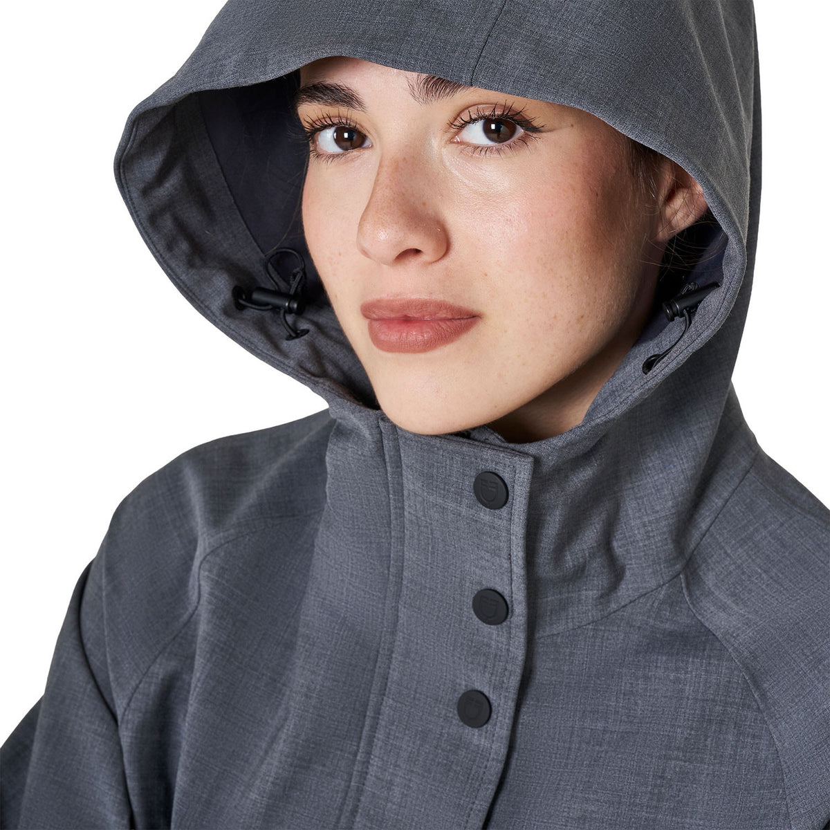 Women’s long wool-blend softshell with rear opening