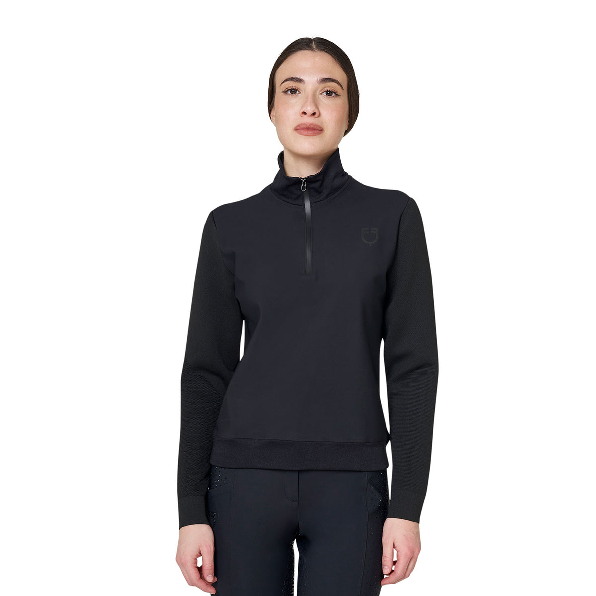 Women's technical high collar sweatshirt with 3/4 zip