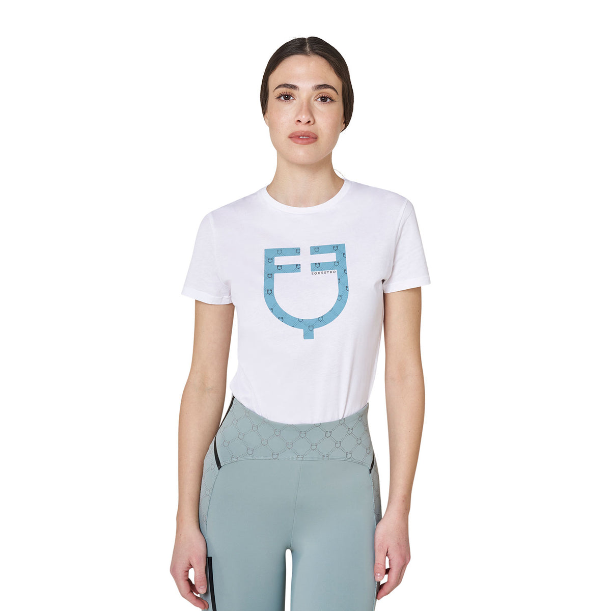 Women's T-shirt with velvet-effect monogram logo