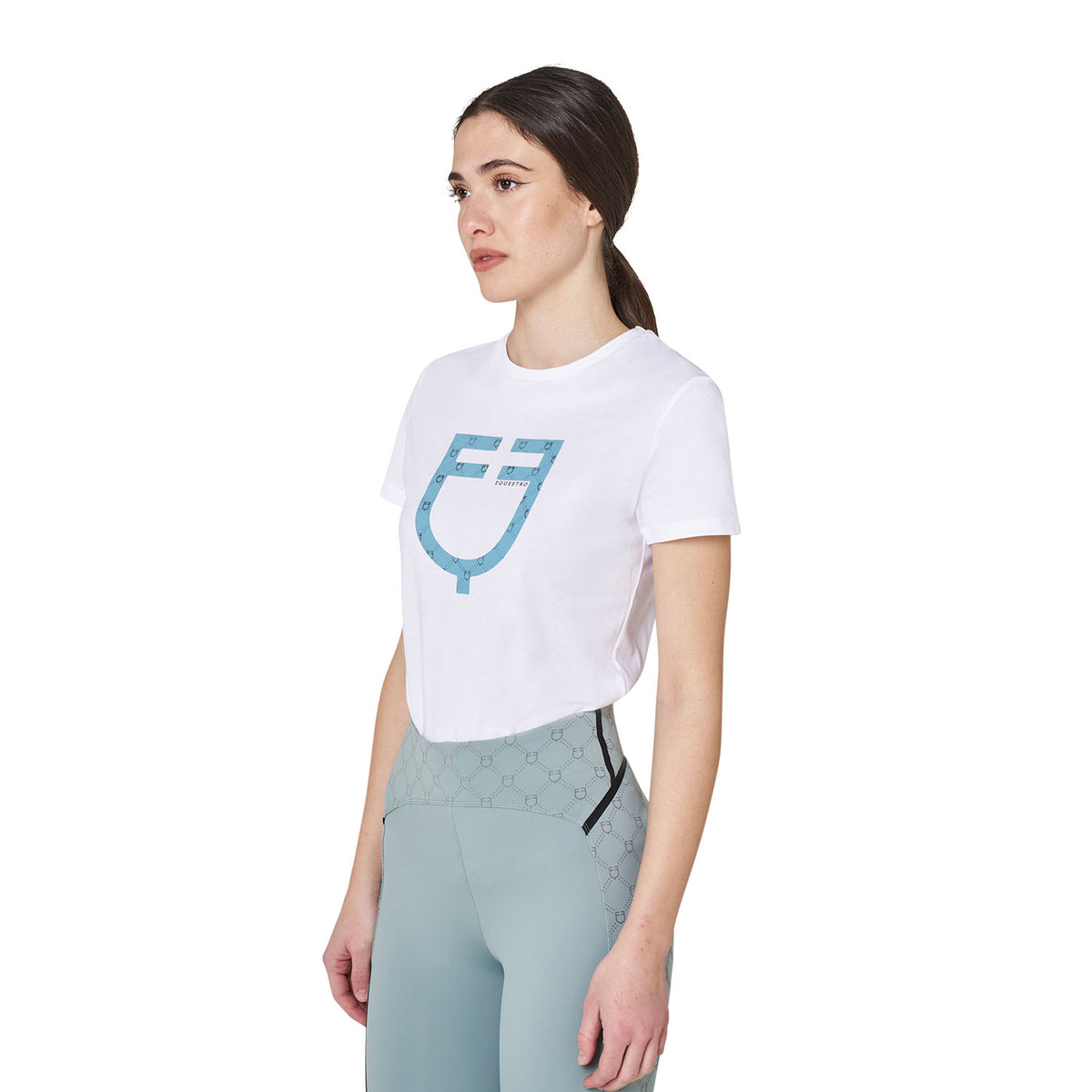 Women's T-shirt with velvet-effect monogram logo