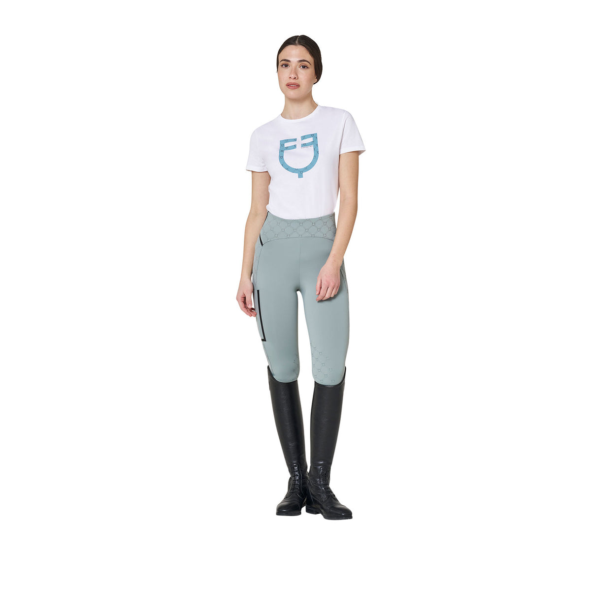 Women's T-shirt with velvet-effect monogram logo