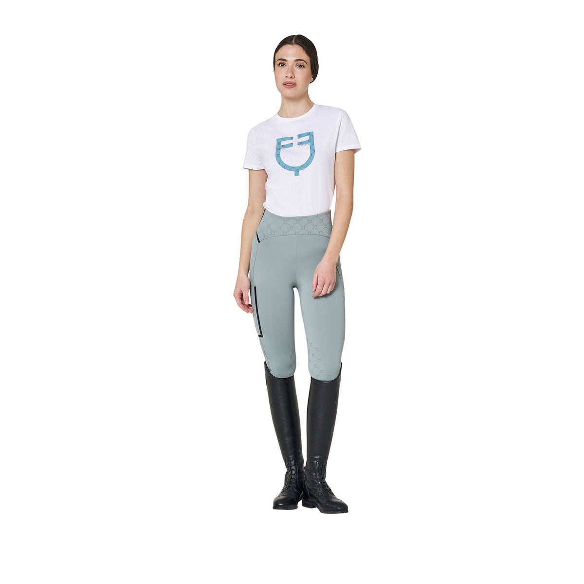 Women's T-shirt with velvet-effect monogram logo