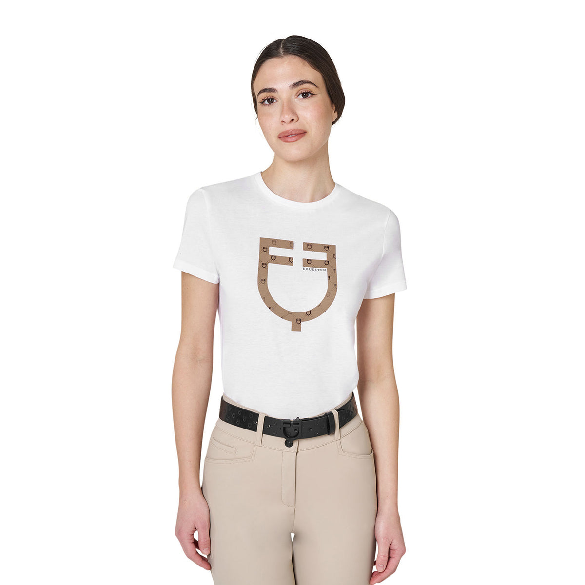 Women's T-shirt with velvet-effect monogram logo