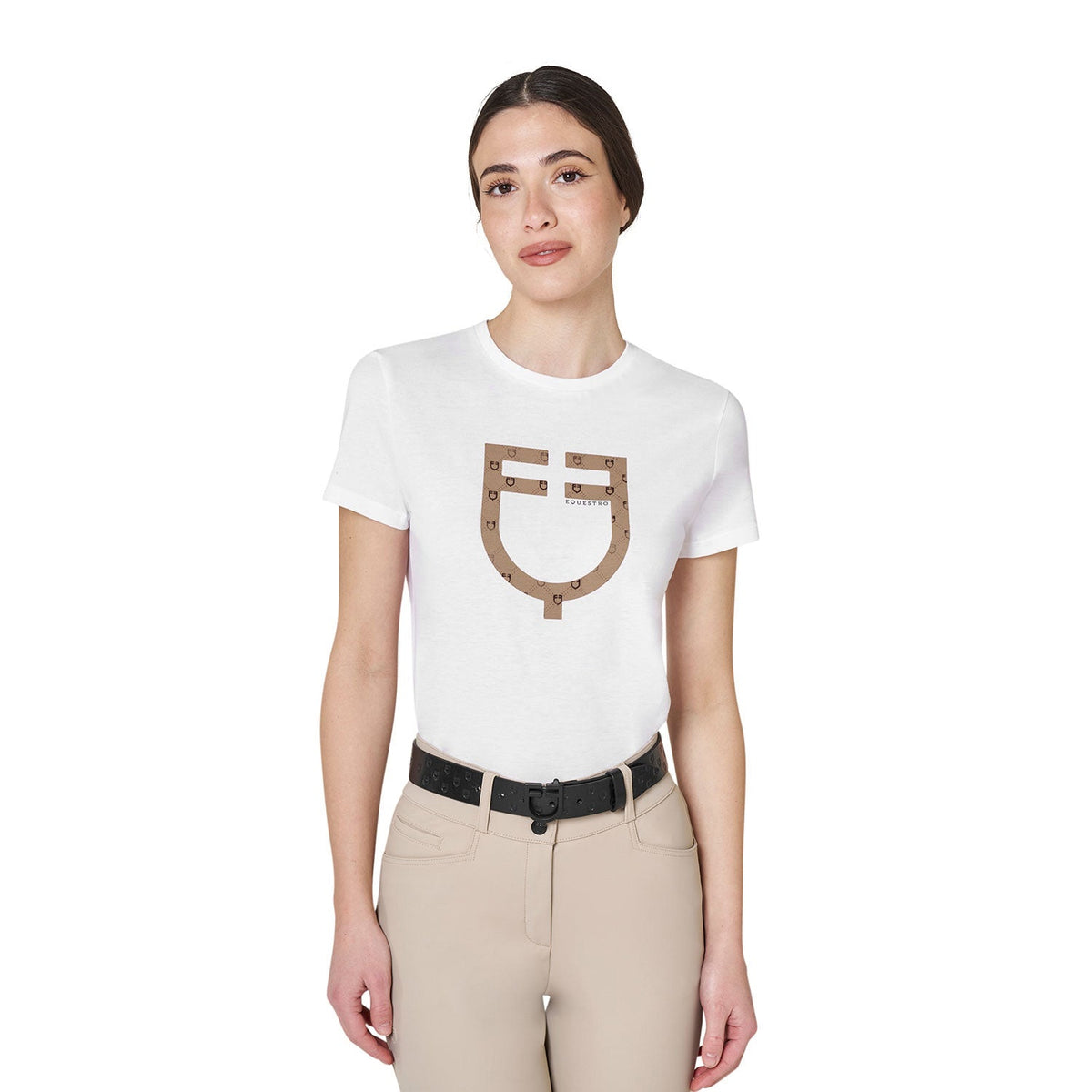Women's T-shirt with velvet-effect monogram logo