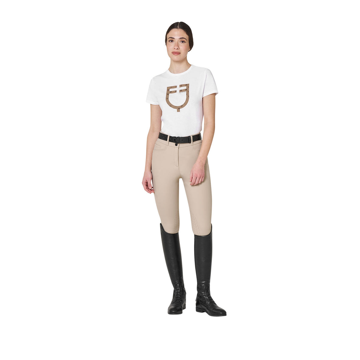 Women's T-shirt with velvet-effect monogram logo