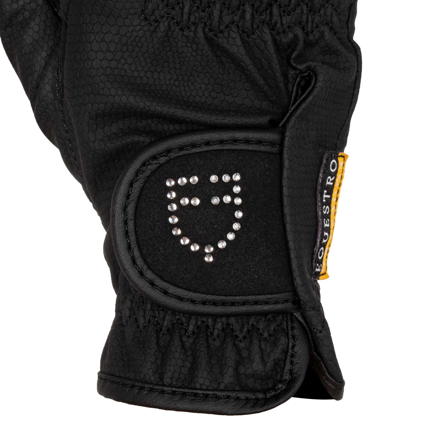 women's gloves in soft technical fabric with glitter logo