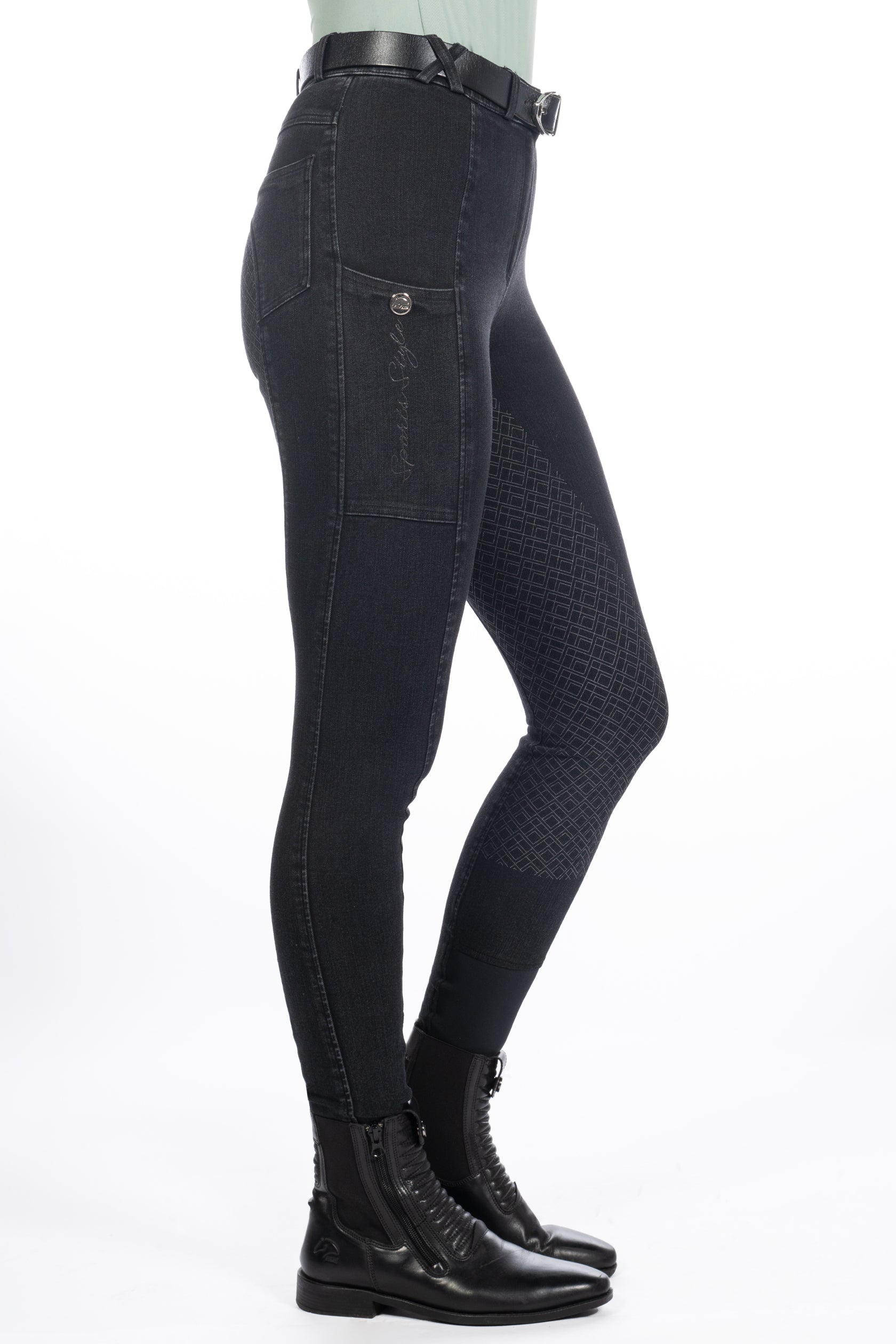 Riding breeches -Harbour Island Denim- s. f. seat 9100 black / EU46/UK36/US34