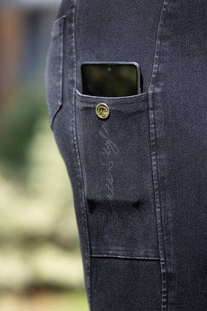 Riding breeches -Harbour Island Denim- s. f. seat 9100 black / EU46/UK36/US34