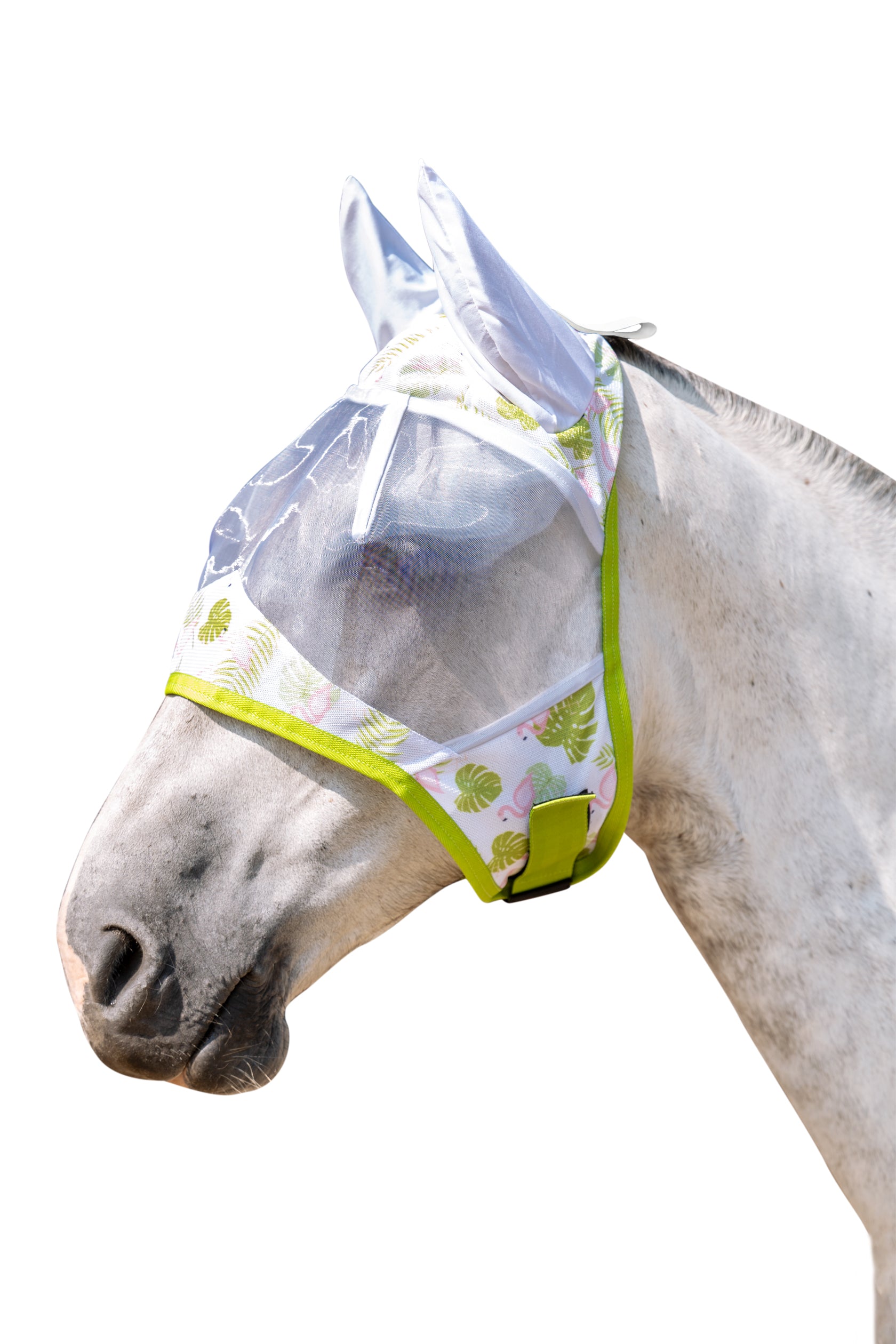 Anti-fly mask -Flamingo- 5839 green/pink / L