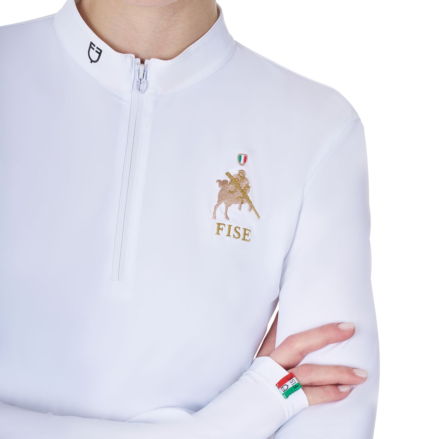 Women's slim fit long sleeved competition polo shirt white / XS