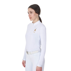 Women's slim fit long sleeved competition polo shirt white / XS