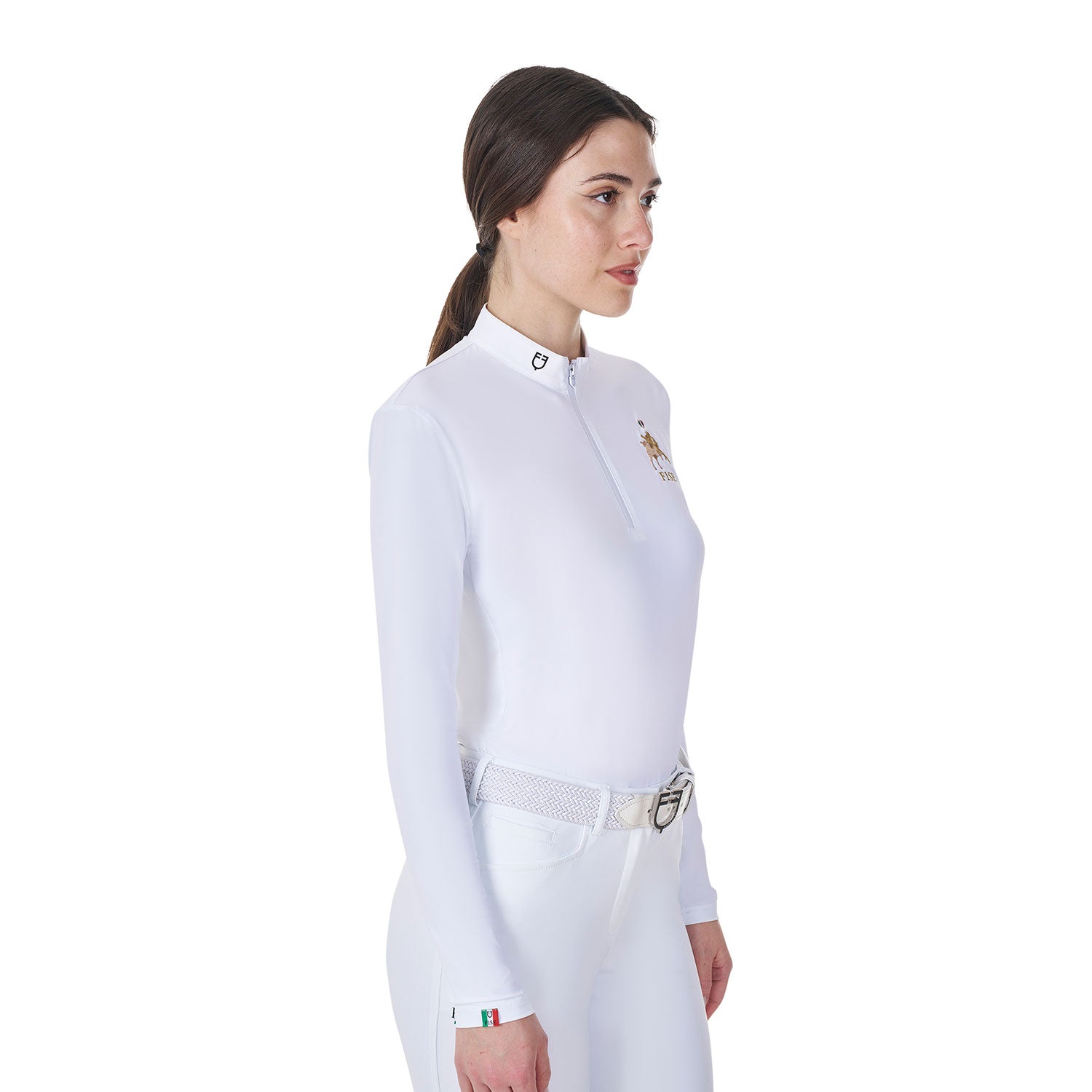 Women's slim fit long sleeved competition polo shirt white / XS