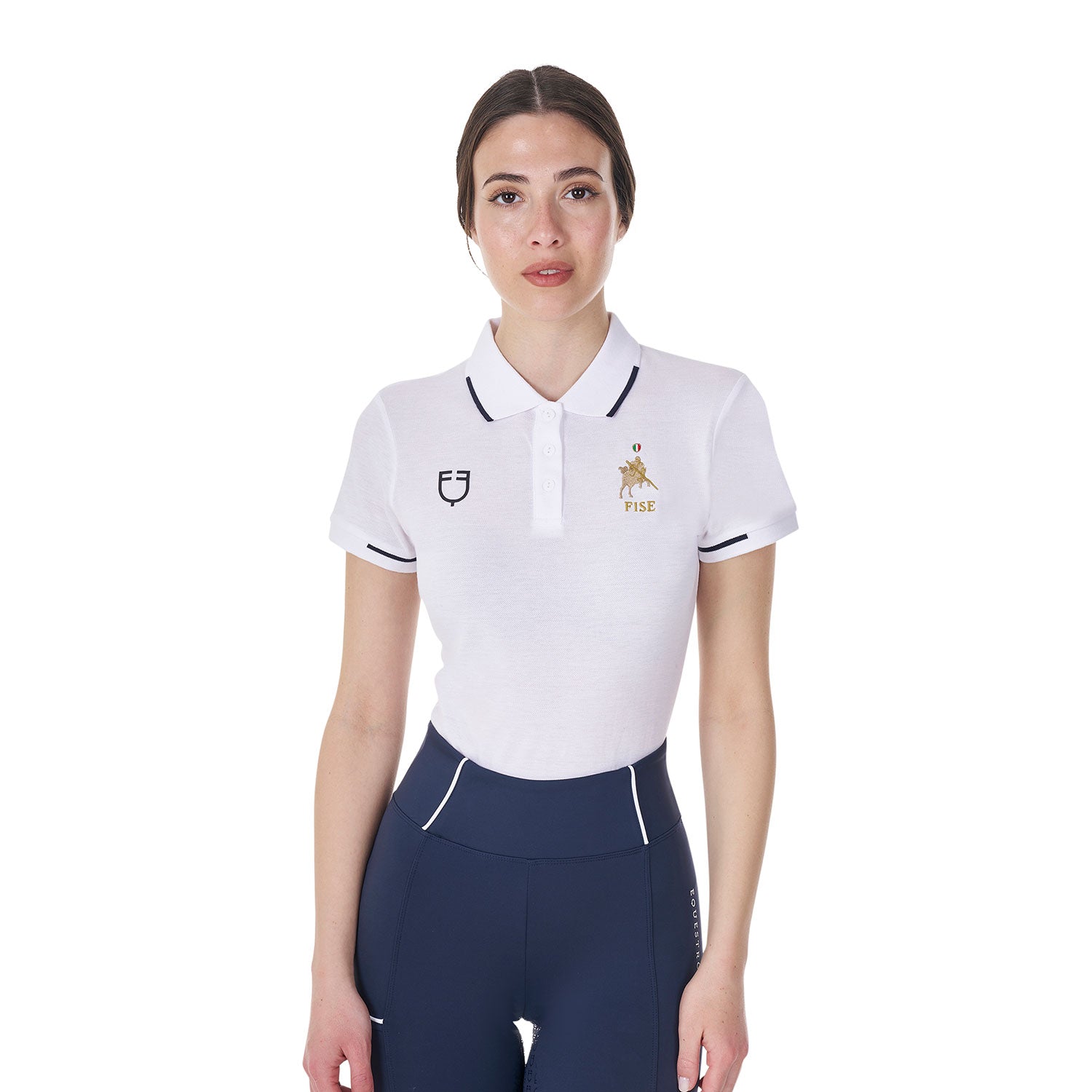 Women's slim fit polo shirt in breathable fabric WHITE / XL