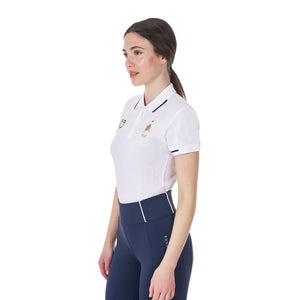 Women's slim fit polo shirt in breathable fabric WHITE / XL