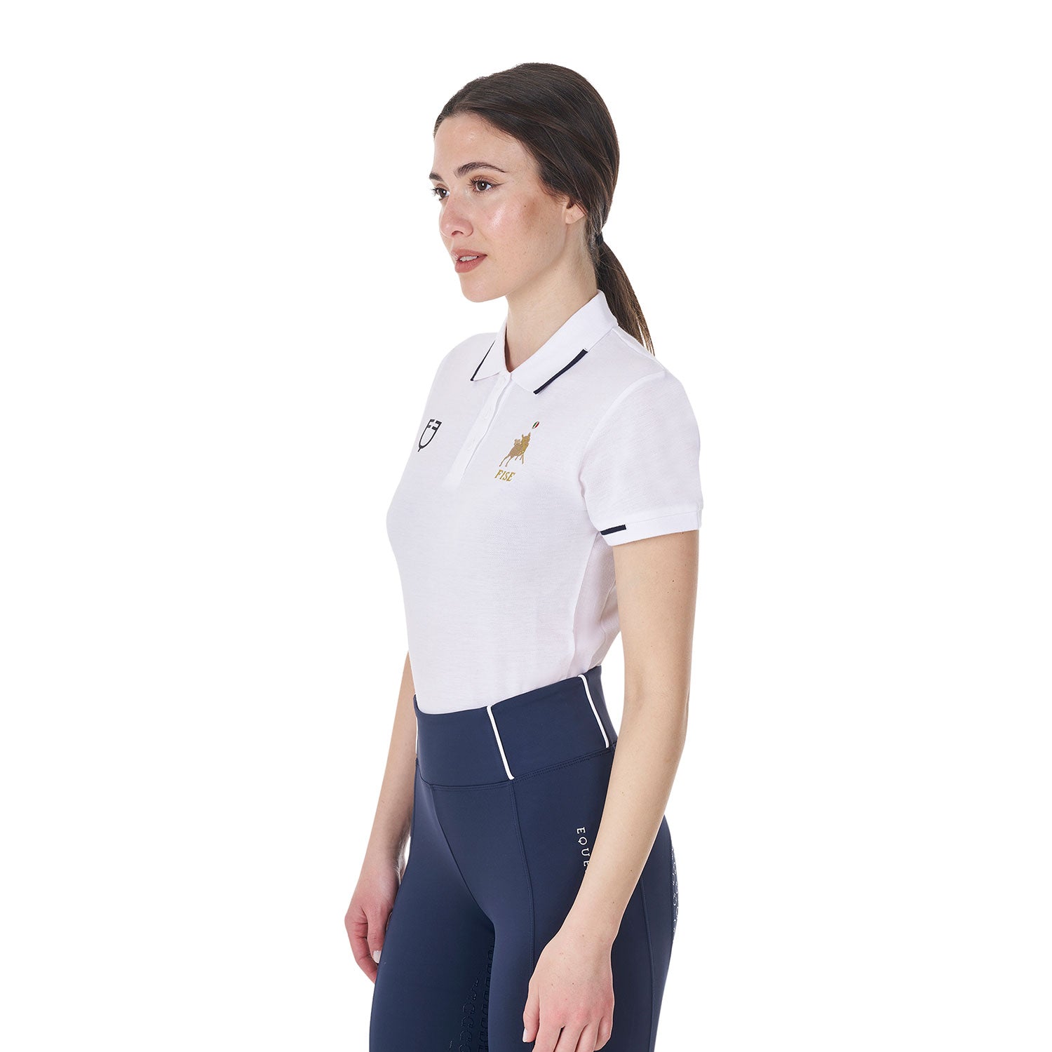 Women's slim fit polo shirt in breathable fabric WHITE / XL