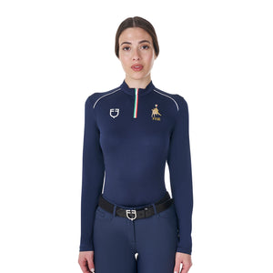 Women's long-sleeved training technical polo shirt NAVY BLAZER (19-3923) / XL