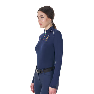 Women's long-sleeved training technical polo shirt NAVY BLAZER (19-3923) / XL