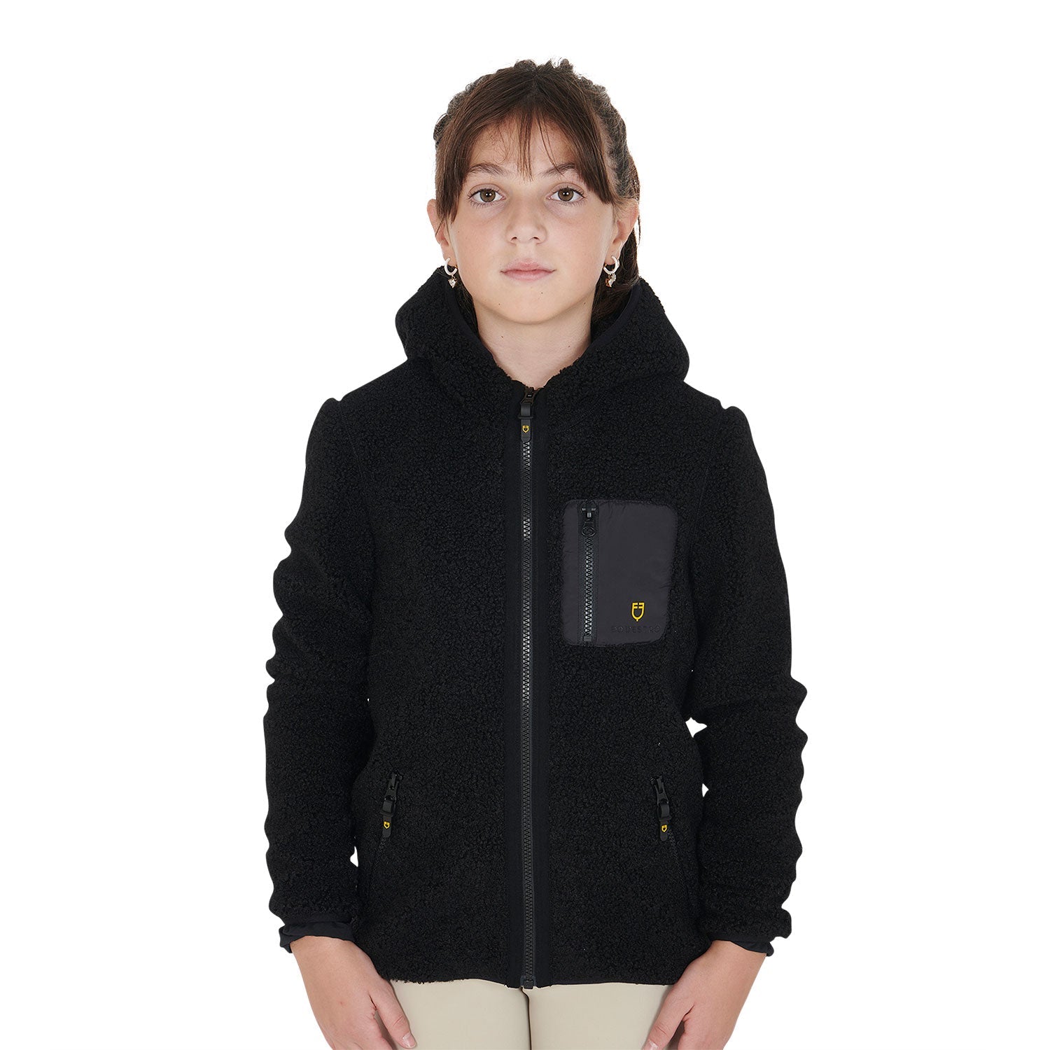 Girls' Sweatshirt In Curled Fleece With Front Zip - Shetlandslycka - Always equine
