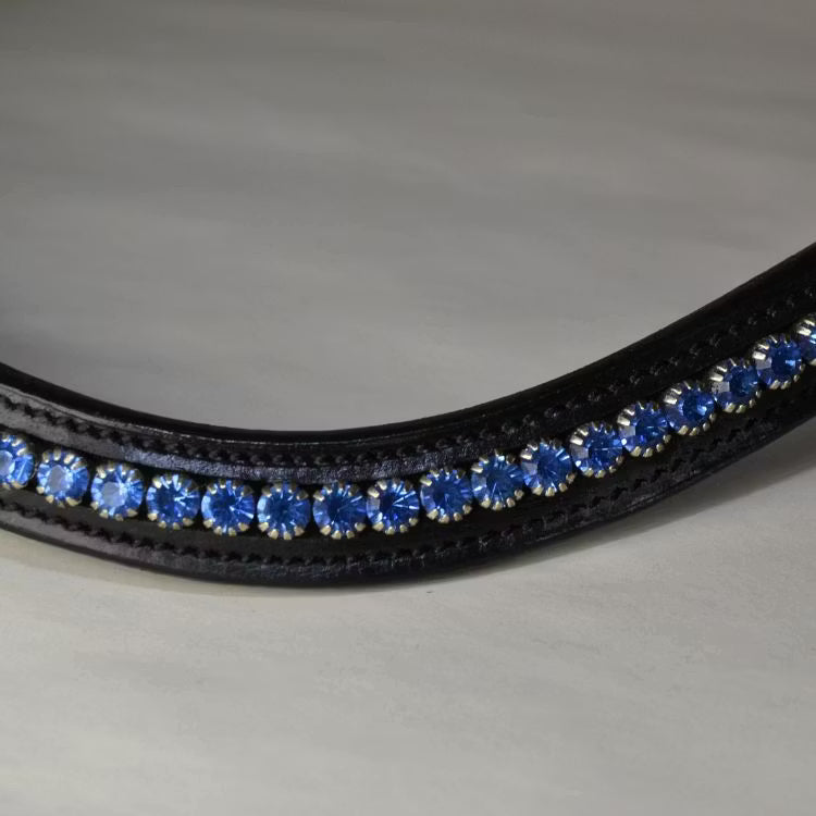 Svart pannband blå strass infälld
