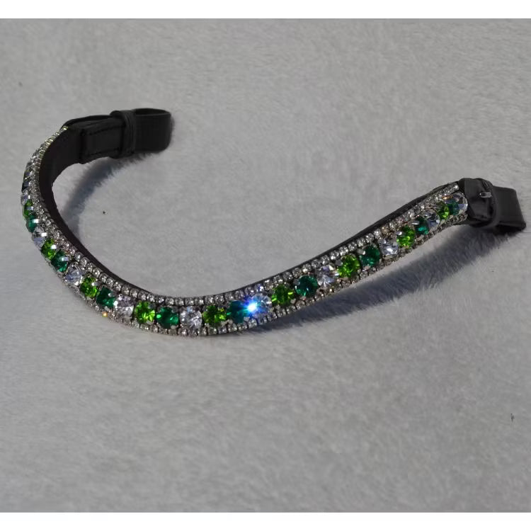 Grönt vitt pannband häst