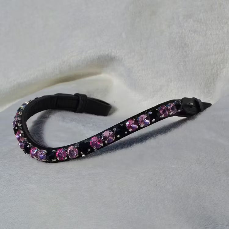 Strasspannband stora stenar svart rosa