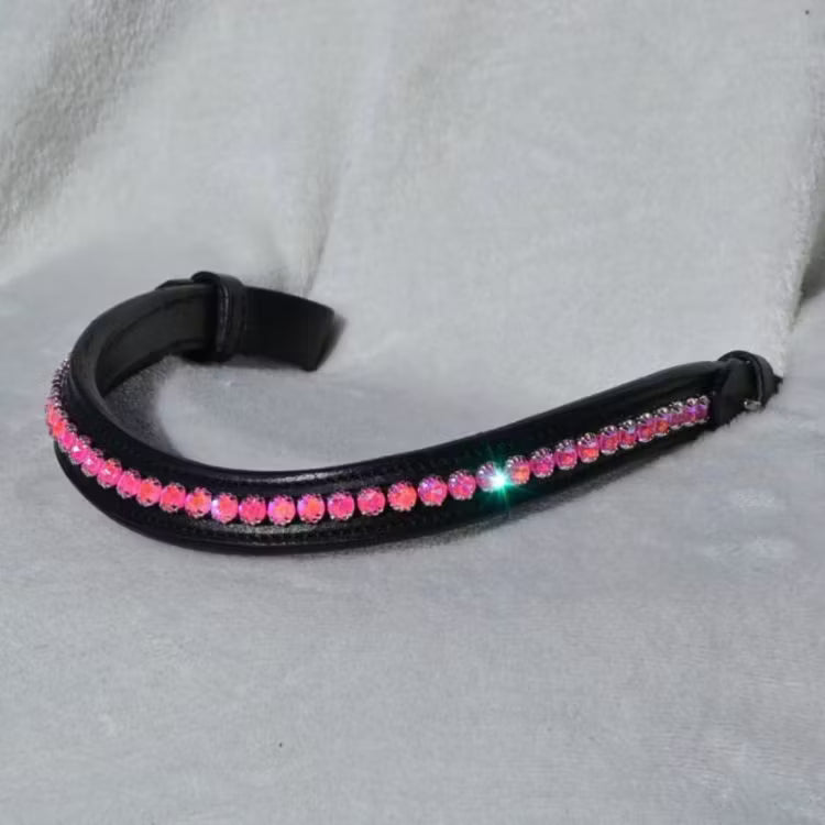 Svart pannband med rosa infällda strass