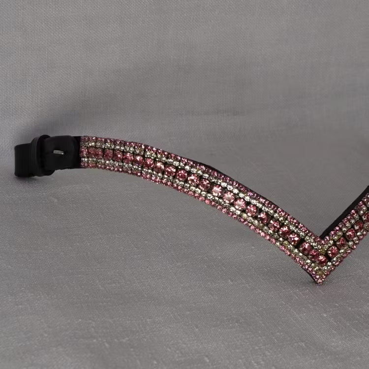 Brett rosa pannband häst