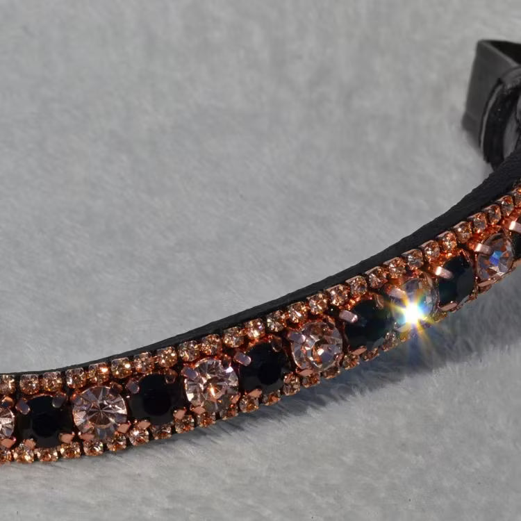 Roséguld svart Strasspannband med Snabbknäppen