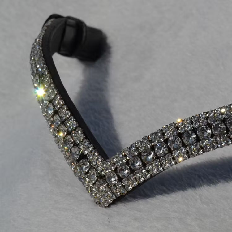 V-format silver pannband häst