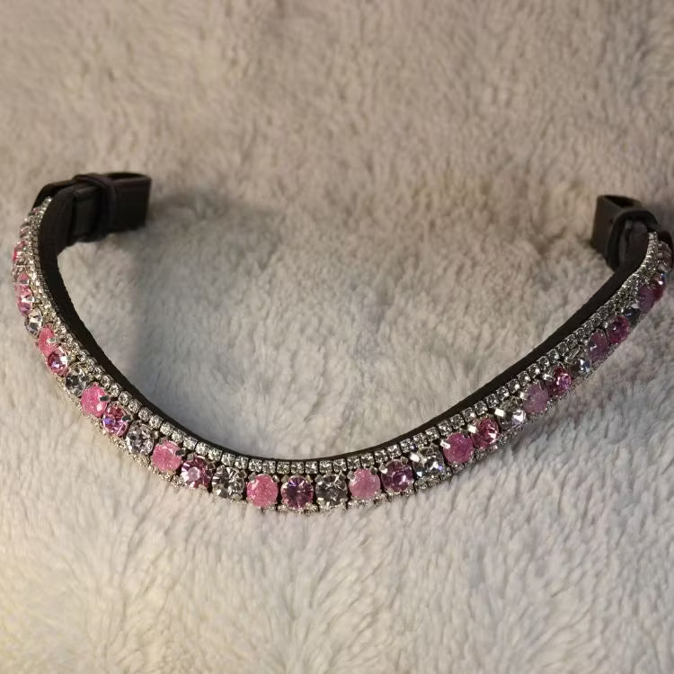 Fint ljusrosa strasspannband häst och ponny