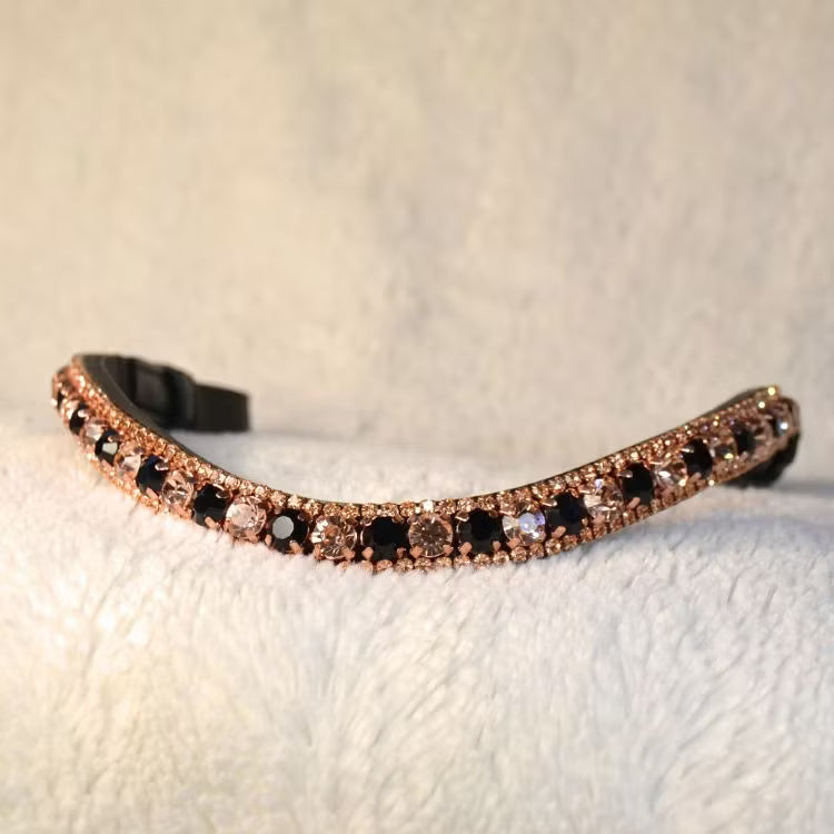 Roséguld svart Strasspannband med Snabbknäppen