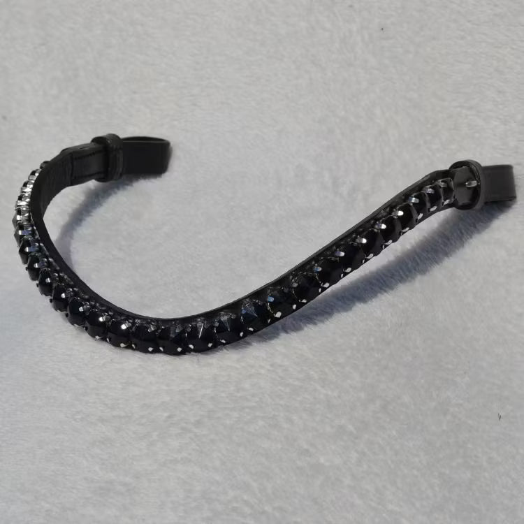 Svart pannband med svart strass