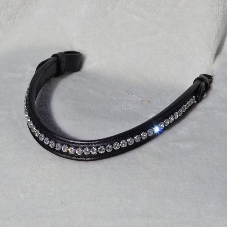 Svart pannband vit strass infälld