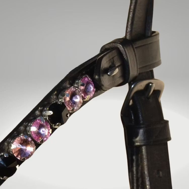 Strasspannband stora stenar svart rosa