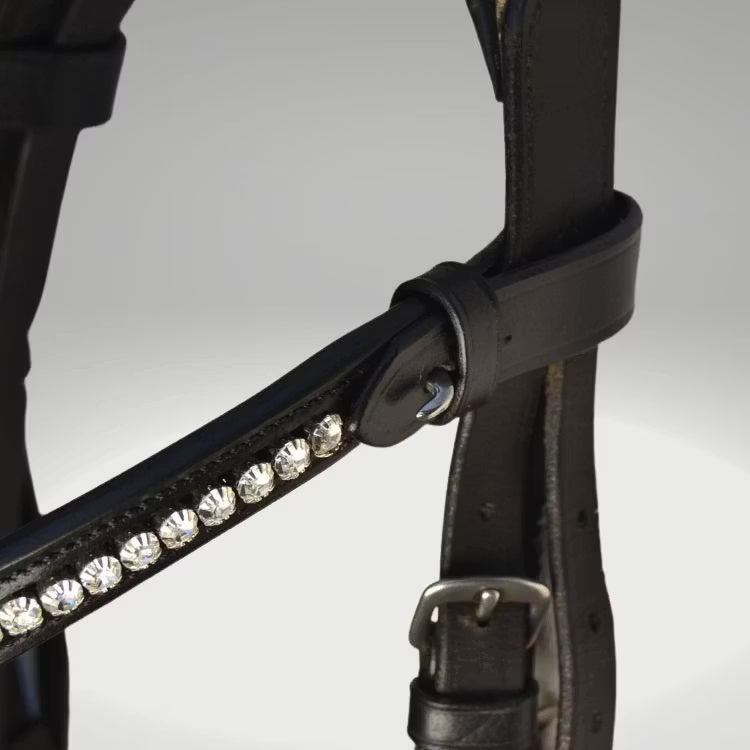 Svart pannband vit strass infälld