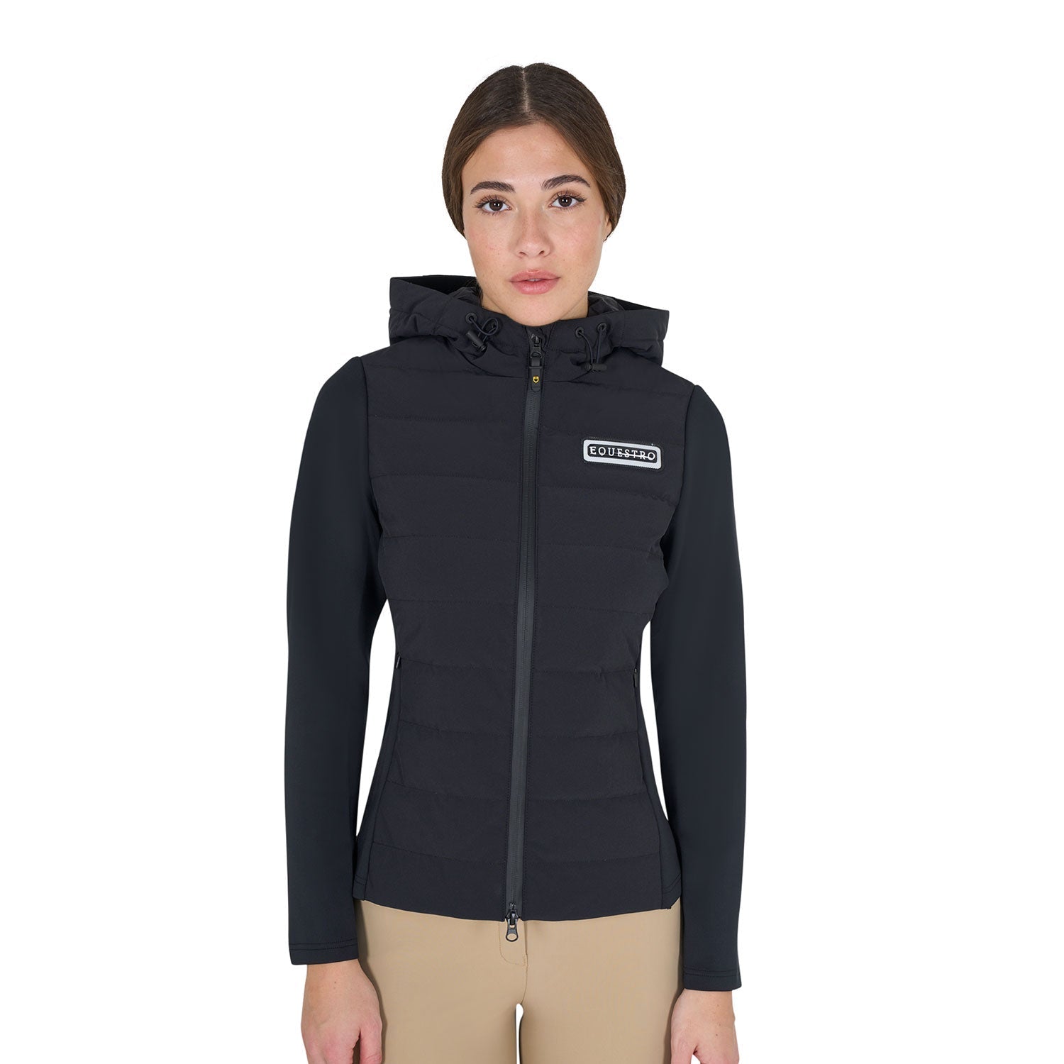 Women'S Hooded Down Jacket Technical Blend - Shetlandslycka - Always equine