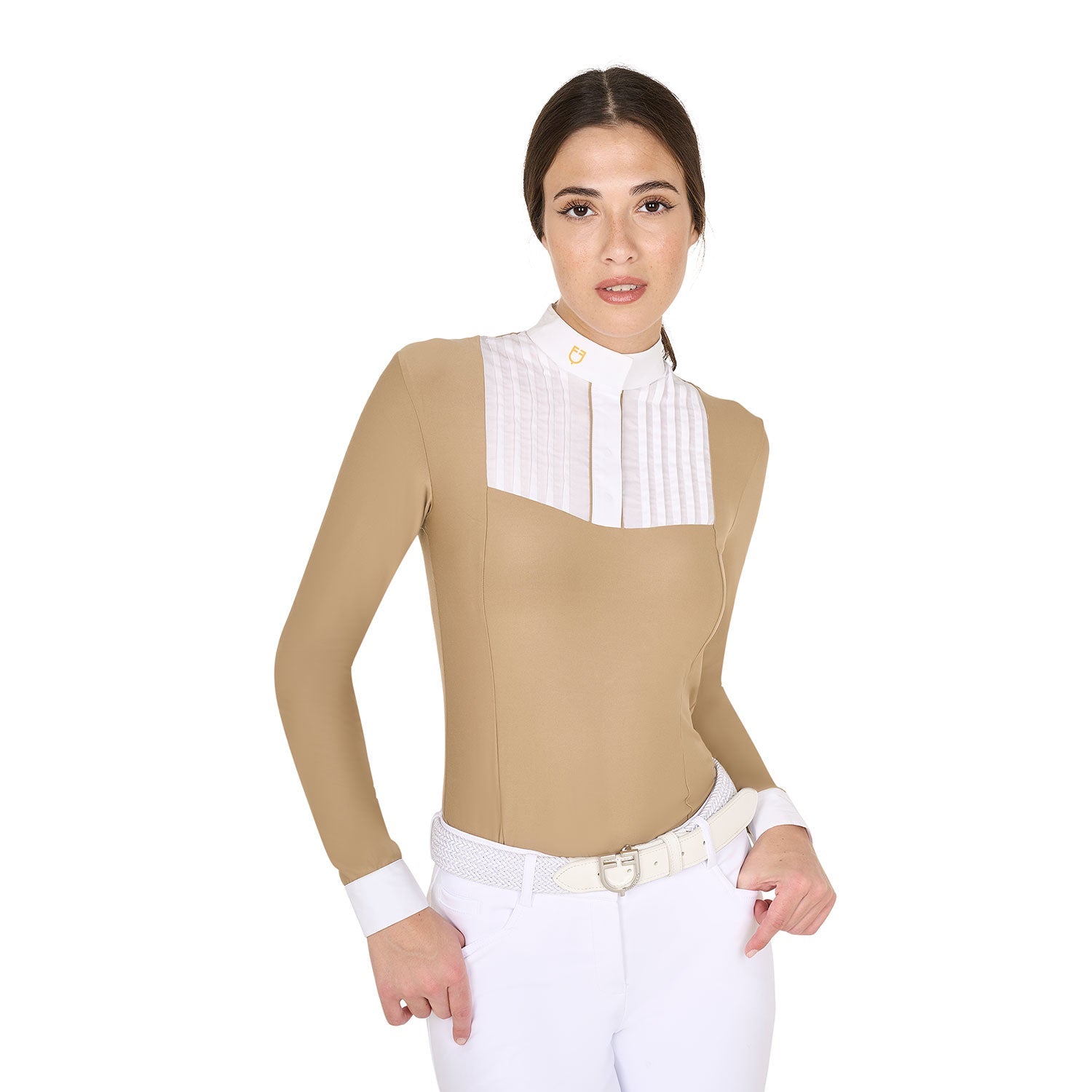Women'S Slim Fit Polo Shirt With Pleated Cotton - Shetlandslycka - Always equine